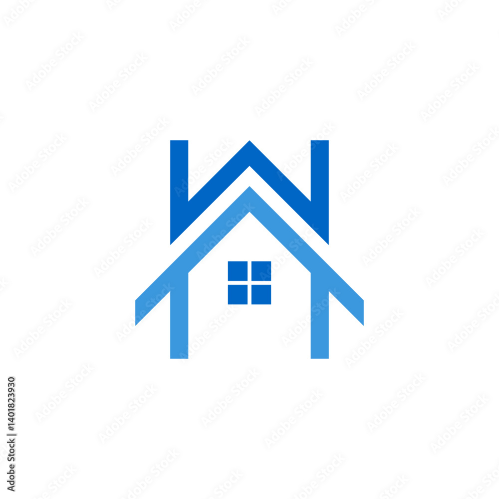 Modern House Logo with Initial W Modern House Logo with Initial W