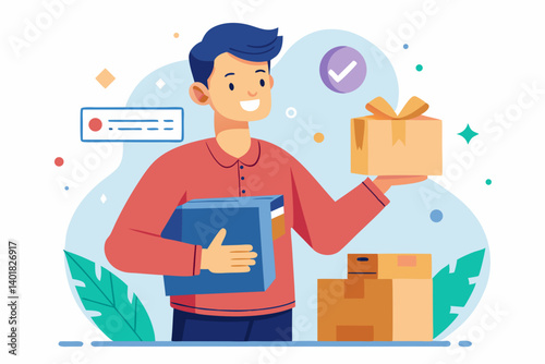 delivery man delivering parcel