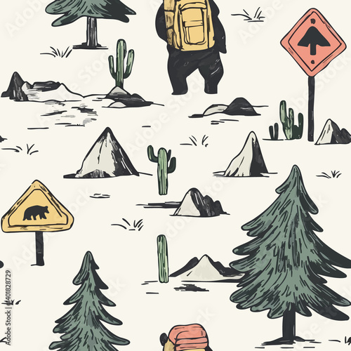 A versatile bundle of seamless patterns featuring playful cats, gamepads, landscapes, cassette tapes, abstract swirls, mountains, and fantasy castles. Ideal for kids, games, and creative projects.
