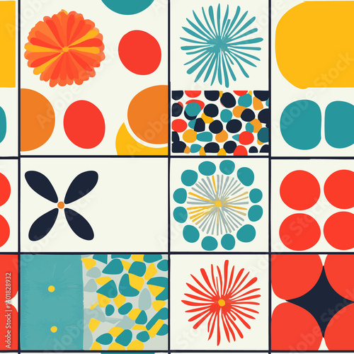 A vibrant collection of seamless patterns featuring abstract, playful, and nature-inspired designs, ideal for textile, wallpaper, and stationery. Includes urban, animal, and fantasy motifs.