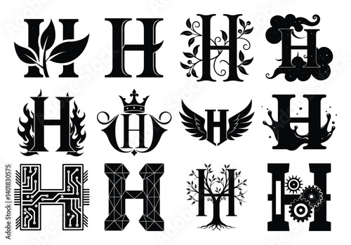 Collection of stylized letter H designs