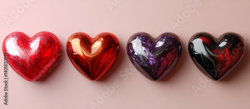 Shiny hearts on pink, Valentine's Day, gift, love