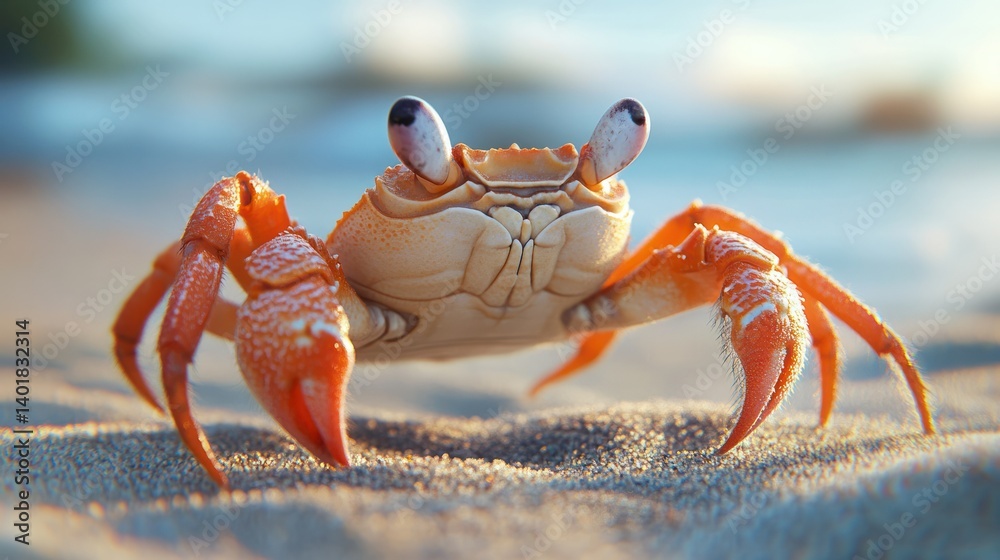 A crab crawling on a sandy beach, A crab crawling on a sandy beach,