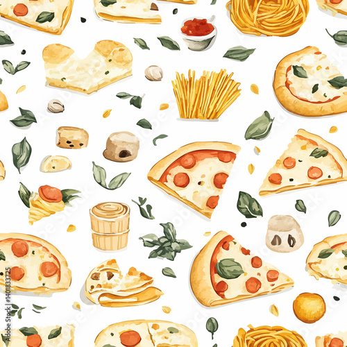 A collection of seamless patterns in various styles and themes, including nature, food, animals, landscapes, and abstract art. Perfect for textiles, wallpapers, packaging, and kids' products.
