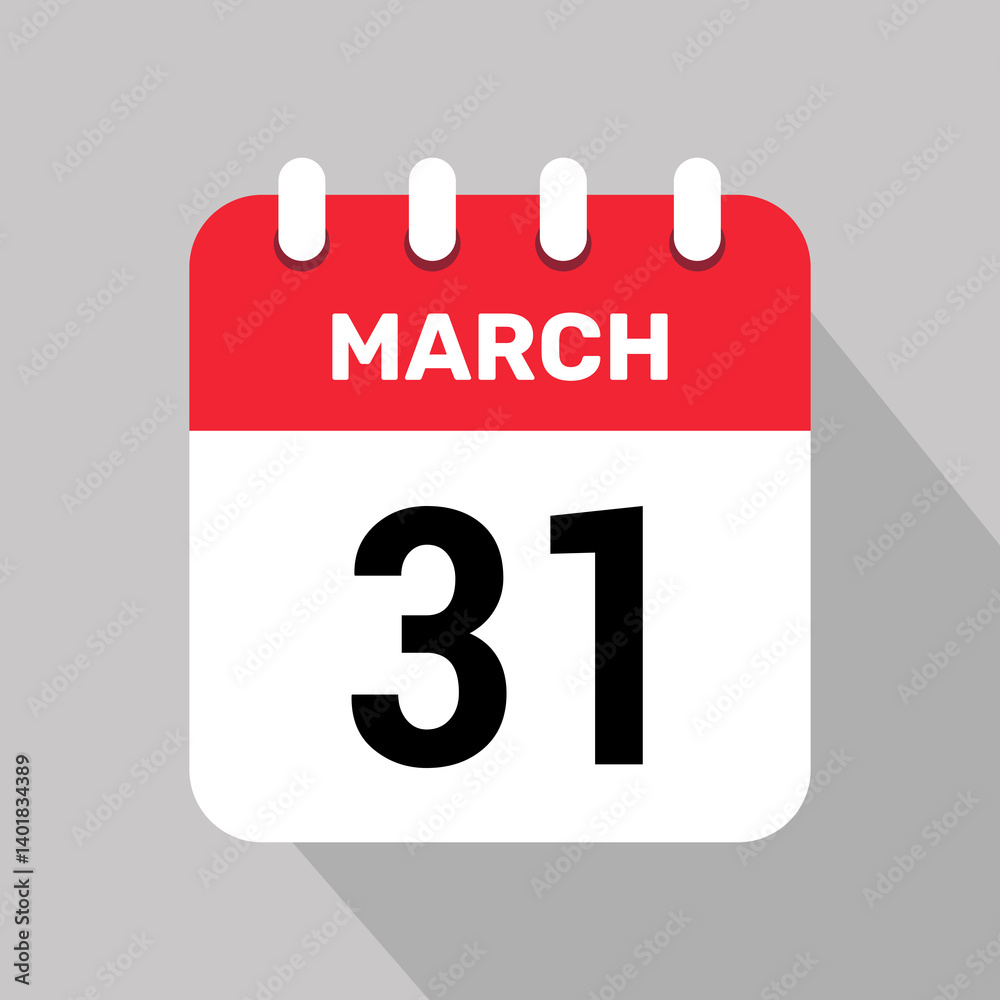 31 march calendar icon vector background. Vector schedule symbol. 31 march calendar icon vector background. Vector schedule symbol.