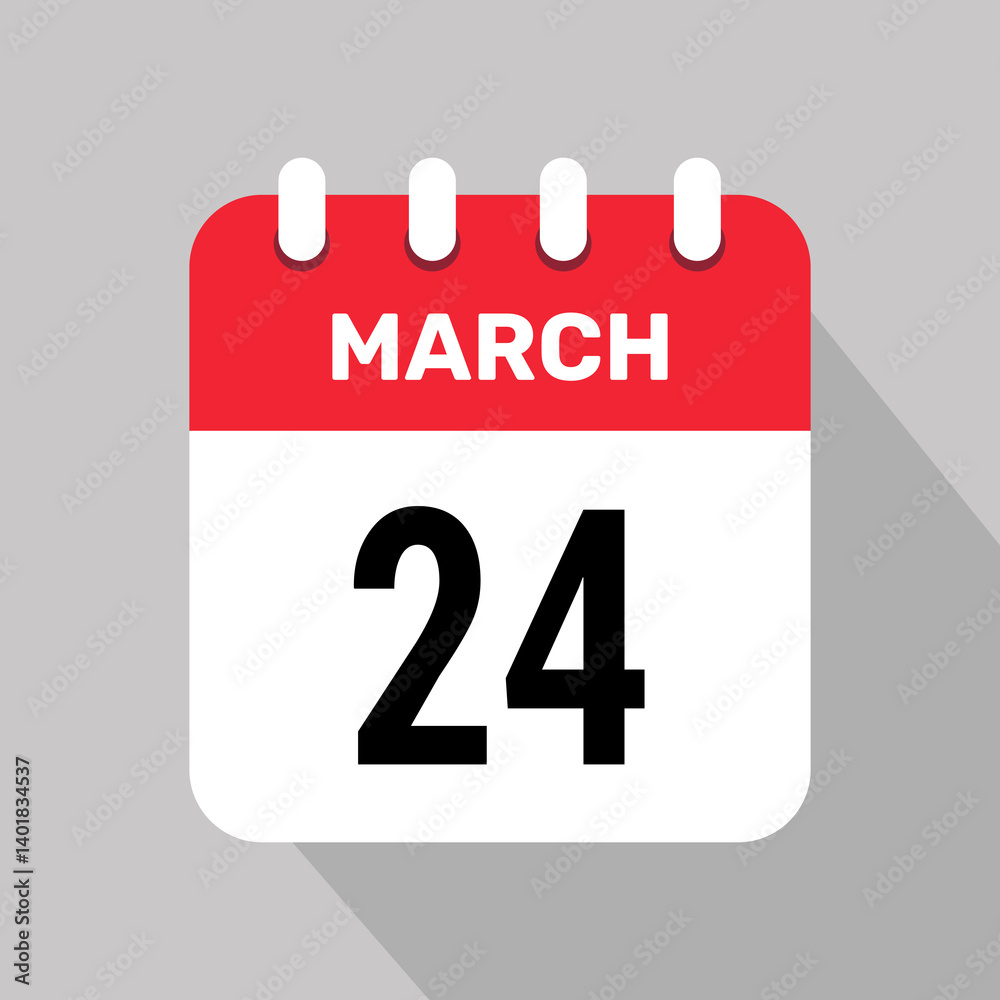 Fototapeta premium 24 march calendar icon vector background. Vector schedule symbol.