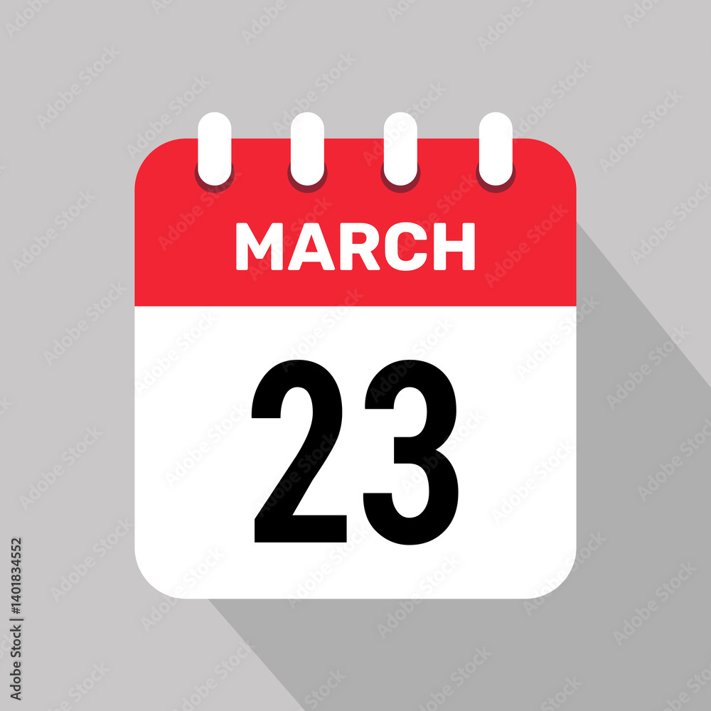 23 march calendar icon vector background. Vector schedule symbol. 23 march calendar icon vector background. Vector schedule symbol.