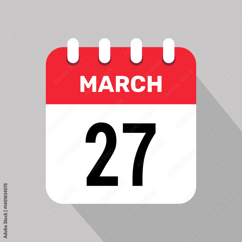 Fototapeta premium 27 march calendar icon vector background. Vector schedule symbol.