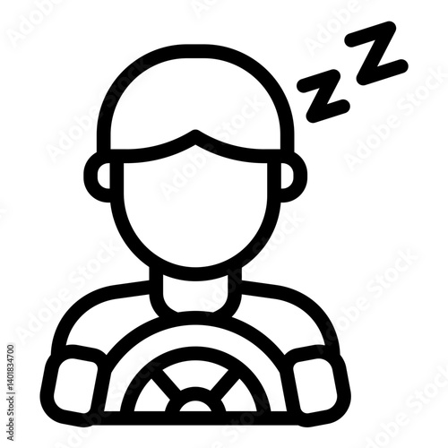 asleep driver outline icon causing road accident