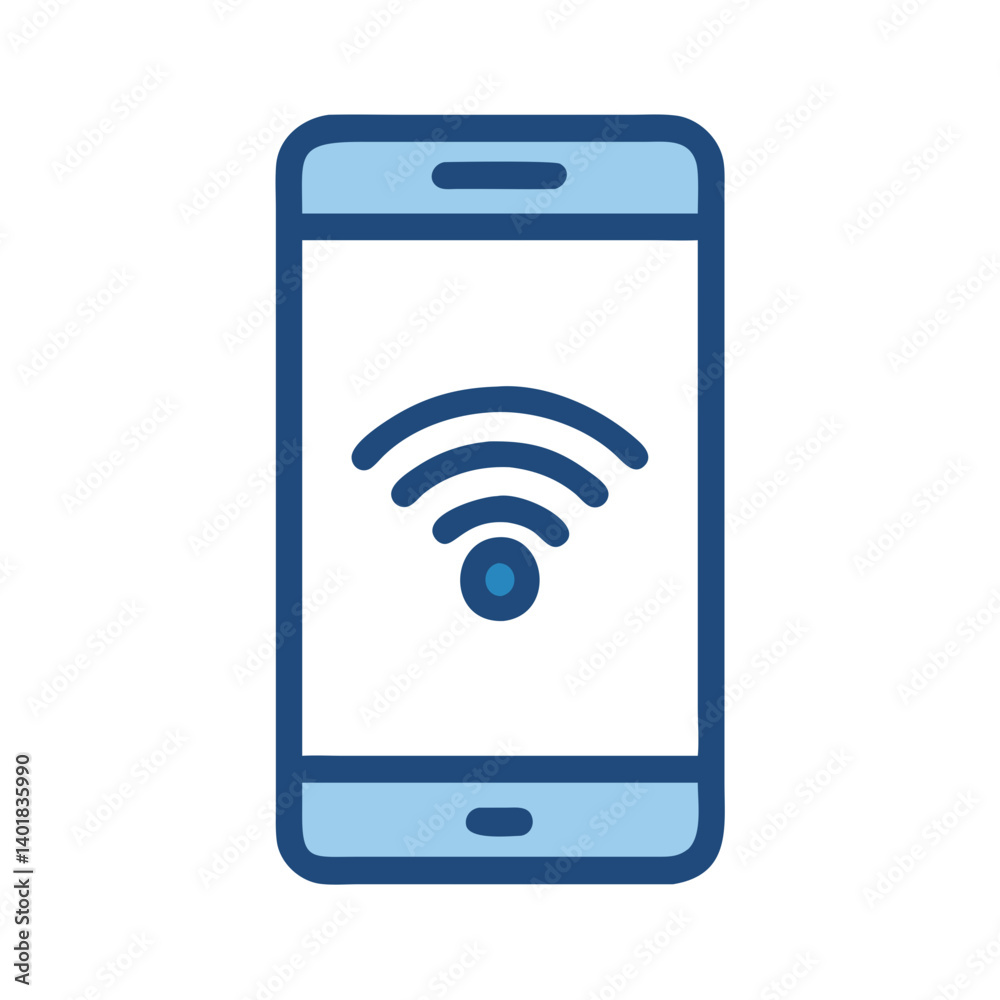 Smartphone with Wireless Connection Symbol Icon Design Smartphone with Wireless Connection Symbol Icon Design