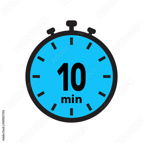 10 minute Timer, clock, stopwatch isolated icons. Countdown timer symbol. Minute timer, Time measure, Chronometer, Alarm.