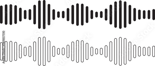 outline silhouette sound wave icon set