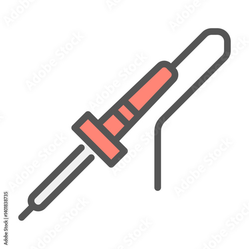 soldering iron filled outline icon. repair tool color line illustration.
