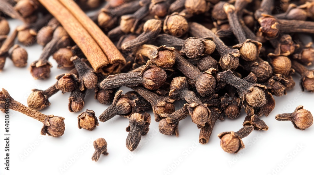 Close-up of dried cloves and cinnamon Close-up of dried cloves and cinnamon