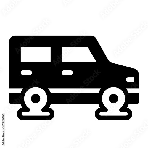 punctured wheel glyph icon showing car flat tire
