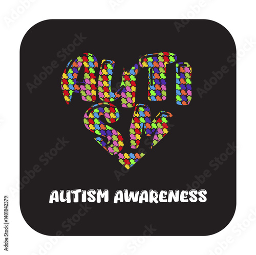 Autism Puzzle Heart Vector Illustration
