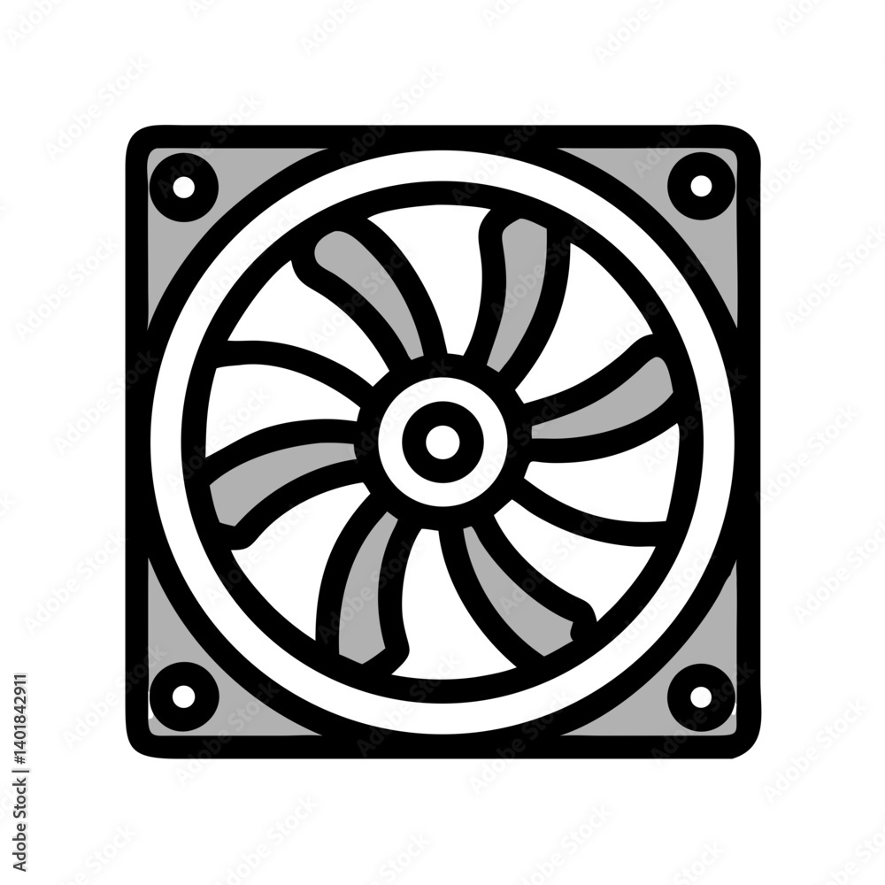 Computer Cooling Fan with Blades Icon Design Computer Cooling Fan with Blades Icon Design