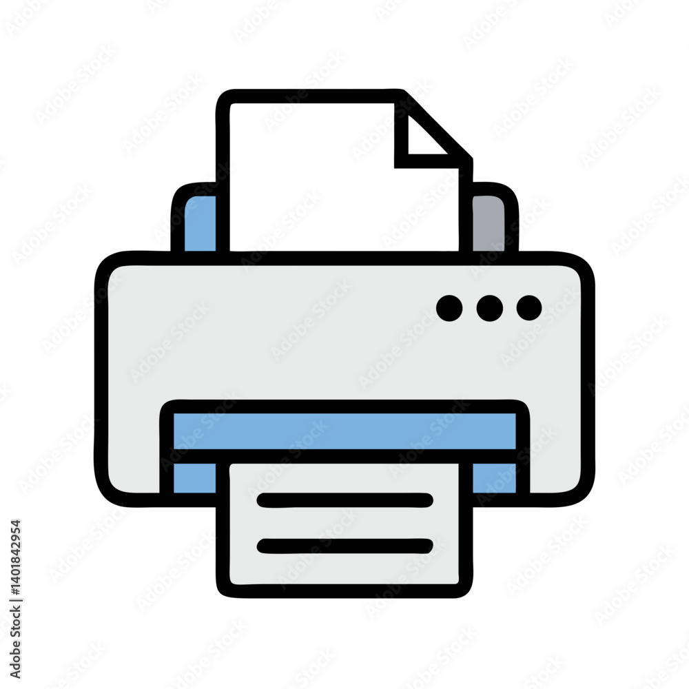 Inkjet Printer with Paper Output Icon Design Inkjet Printer with Paper Output Icon Design