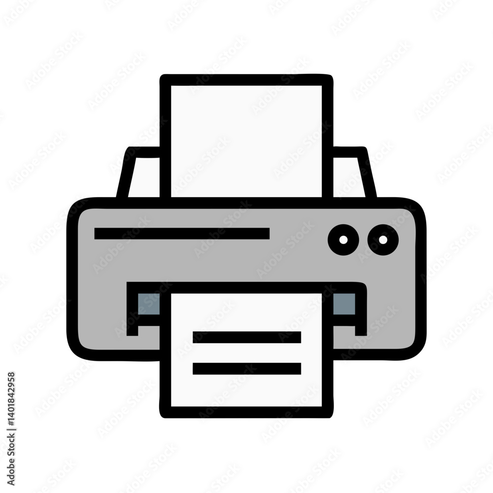 Inkjet Printer with Paper Output Icon Design Inkjet Printer with Paper Output Icon Design