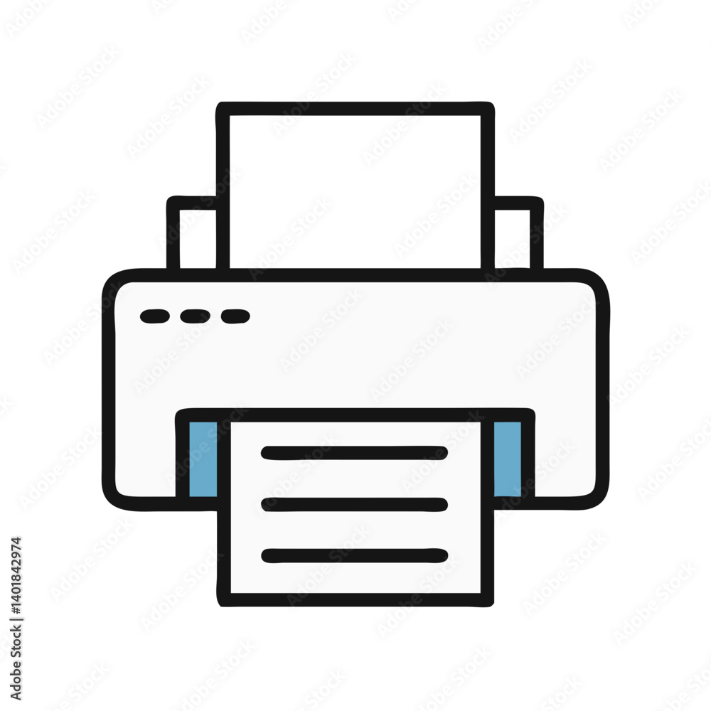 Inkjet Printer with Paper Output Icon Design Inkjet Printer with Paper Output Icon Design
