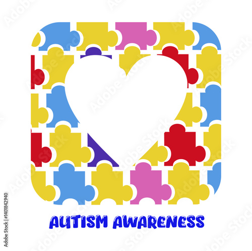 Autism Puzzle Heart Vector Illustration
