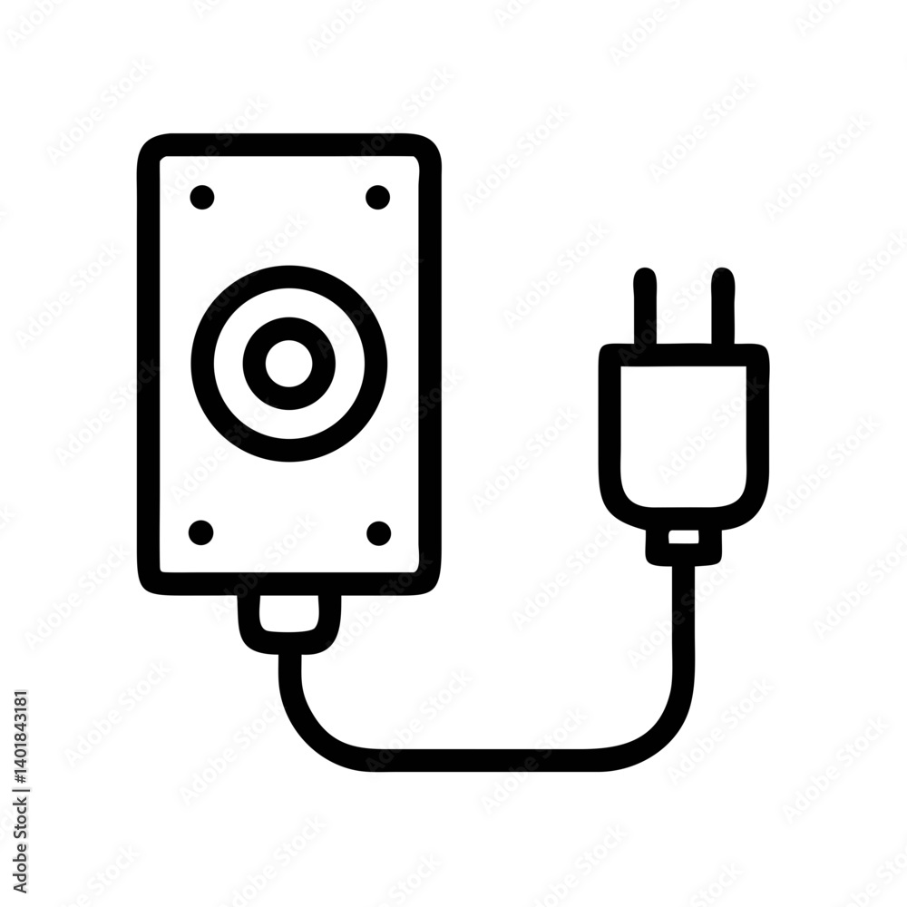 Speaker with Power Plug Connection Icon Design Speaker with Power Plug Connection Icon Design