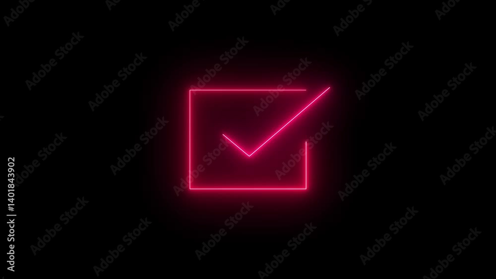 Check mark inside rectangle animated. glowing neon check mark animation Check mark inside rectangle animated. glowing neon check mark animation