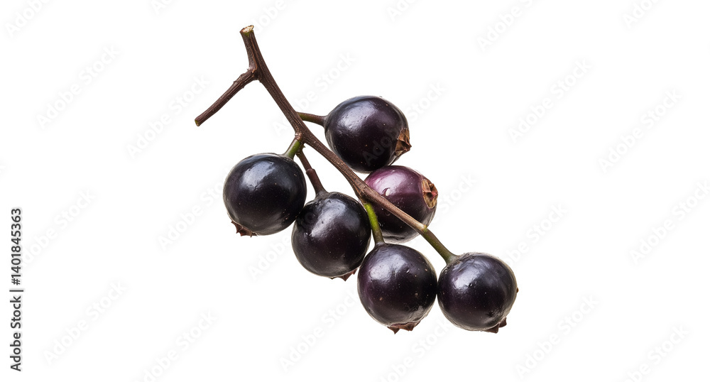Jabuticaba fruit attached to a branch with purple skin, perfect for South American fruit visuals or exotic designs, isolated on white transparent background PNG cutout Mockup template for artwork desi Jabuticaba fruit attached to a branch with purple skin, perfect for South American fruit visuals or exotic designs, isolated on white transparent background PNG cutout Mockup template for artwork desi
