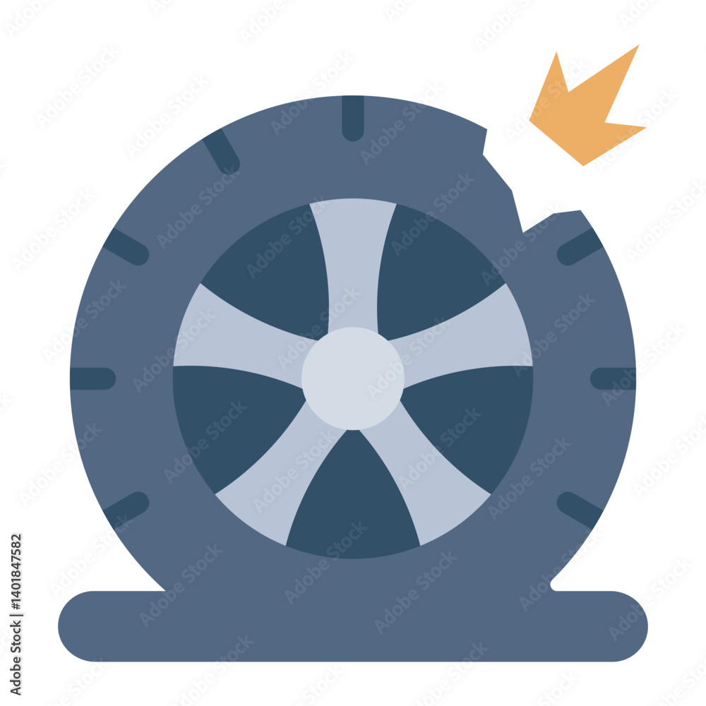 Fototapeta premium flat tire flat icon with sudden blackout blow