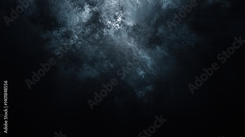 A dark, textured background with a mix of blue and gray tones, suggesting a moody, atmospheric scene.