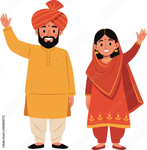 Indian Husband and Wife Spouse Cartoon