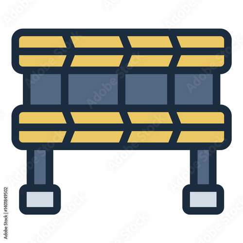 safety barrier filled line icon for blocked road path