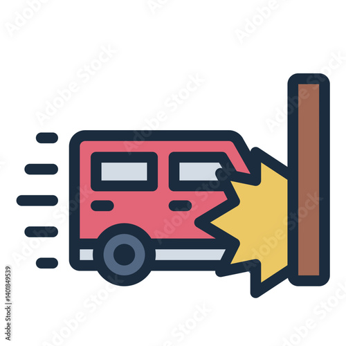 crash impact filled line icon from fast wall collision