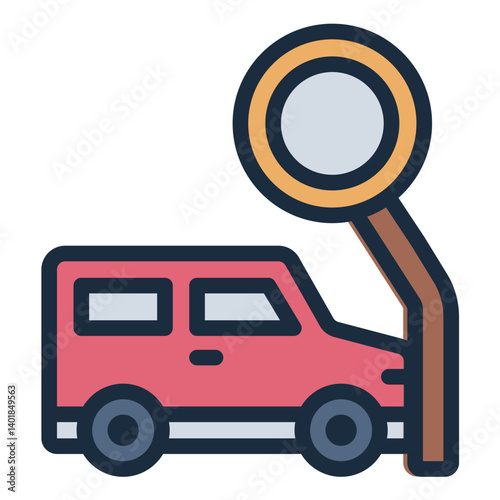 single car filled line icon crash into pole object