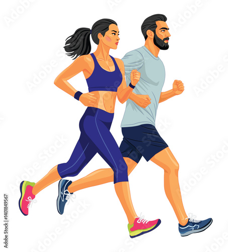 young couple doing fitness exercise