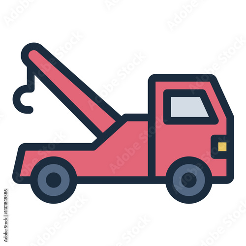 road help filled line icon with emergency tow truck