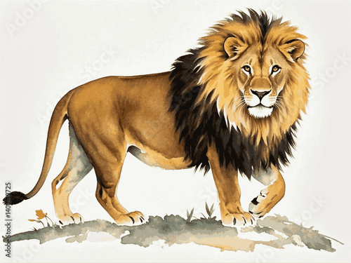 Roar of hues lion isolated watercolor vector illustration svg 