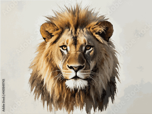 Golden reign lion isolated watercolor vector illustration svg 
