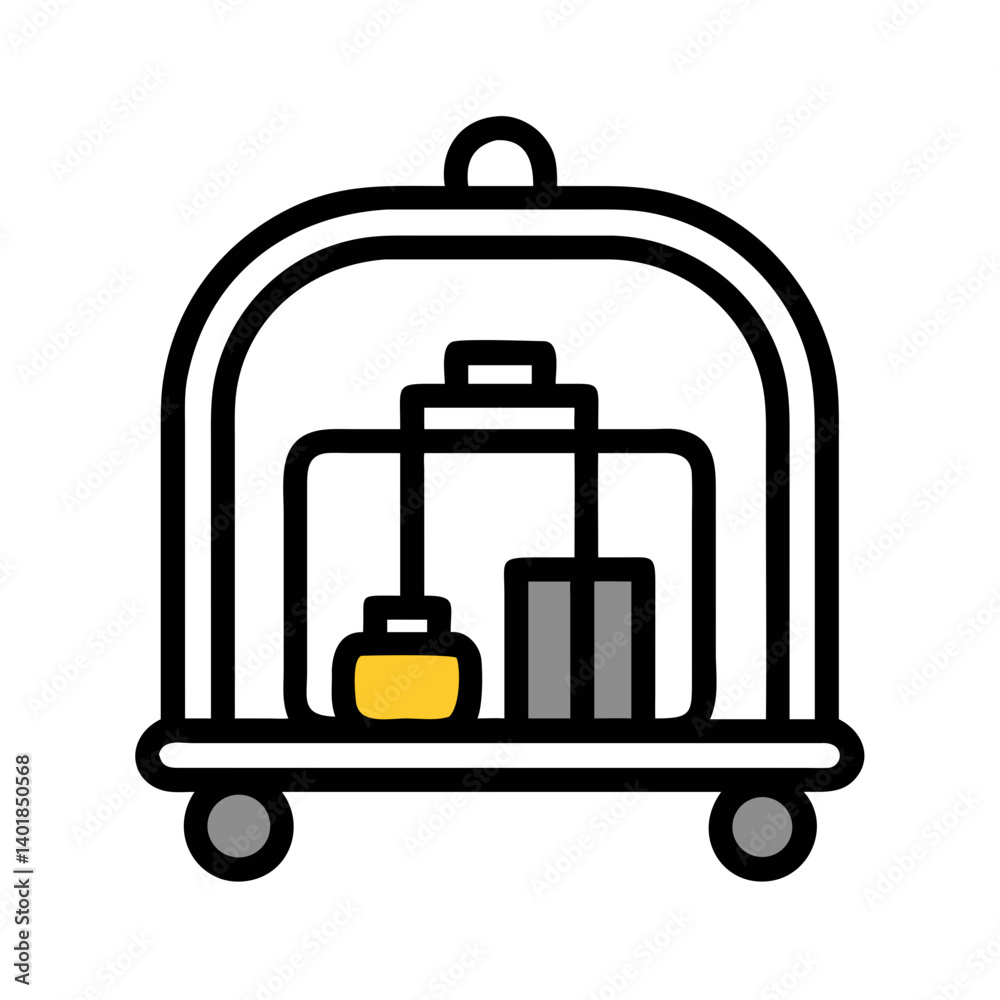 Hotel Luggage Cart with Baggage Icon Design Hotel Luggage Cart with Baggage Icon Design