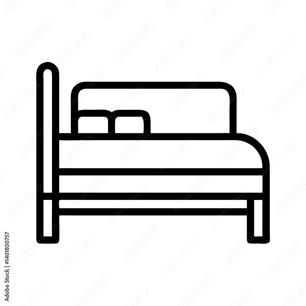 Single Bed with Side Frame Icon Design Single Bed with Side Frame Icon Design