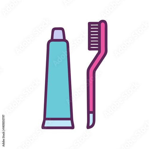 Toothbrush with Toothpaste Tube Icon Design
