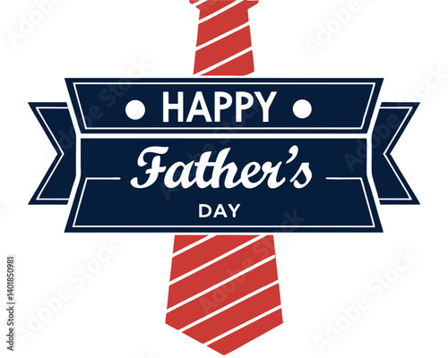 Happy Father's Day Banner with Striped Tie and Elegant Label