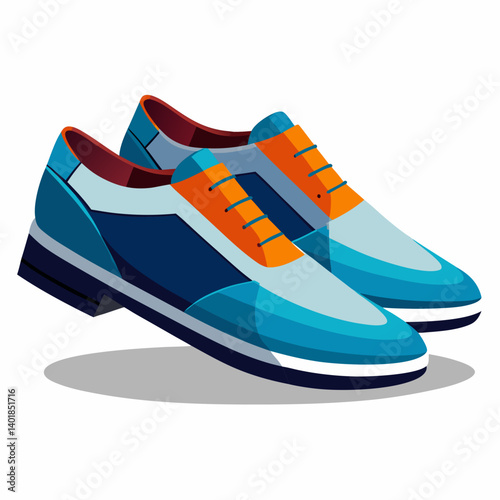 Pair Of Colorful Stylish Leather Oxford Shoes On White Background Illustration