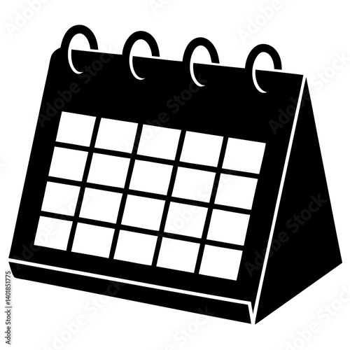 Desk Calendar Vector Icon Black And White Minimalist Style Simple Reminder