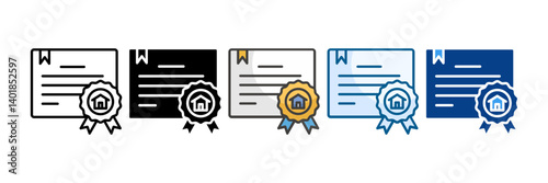 Property Certificate Icon Set Multiple Style Collection
