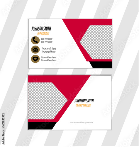 Double-sided creative business card vector design template. Business card for business and personal use. Vector illustration design. Horizontal layout, Print ready