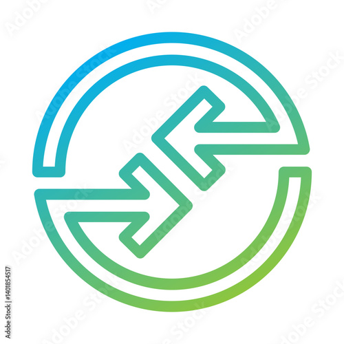 Two arrows in a circle for syncing, refreshing, or repeating.