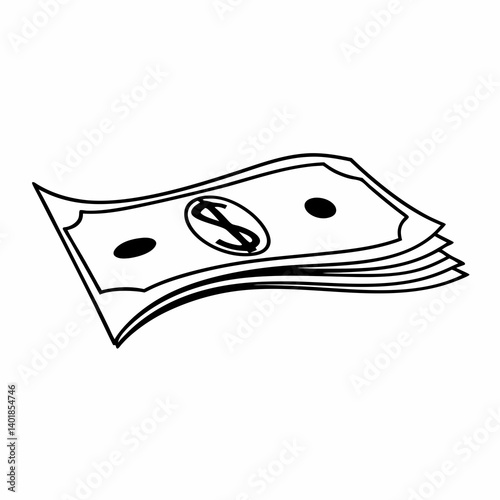 Dollar Bills Vector Illustration Isolated On White Background Money Currency Design