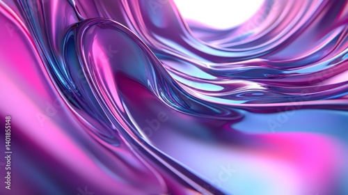 An abstract representation of flowing textures in shades of purple and silver illuminated by soft light creating a dynamic and vibrant visual experience with smooth curves that convey a sense of