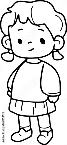 Cartoon Cute Kids Go To School Illustration Coloring Book